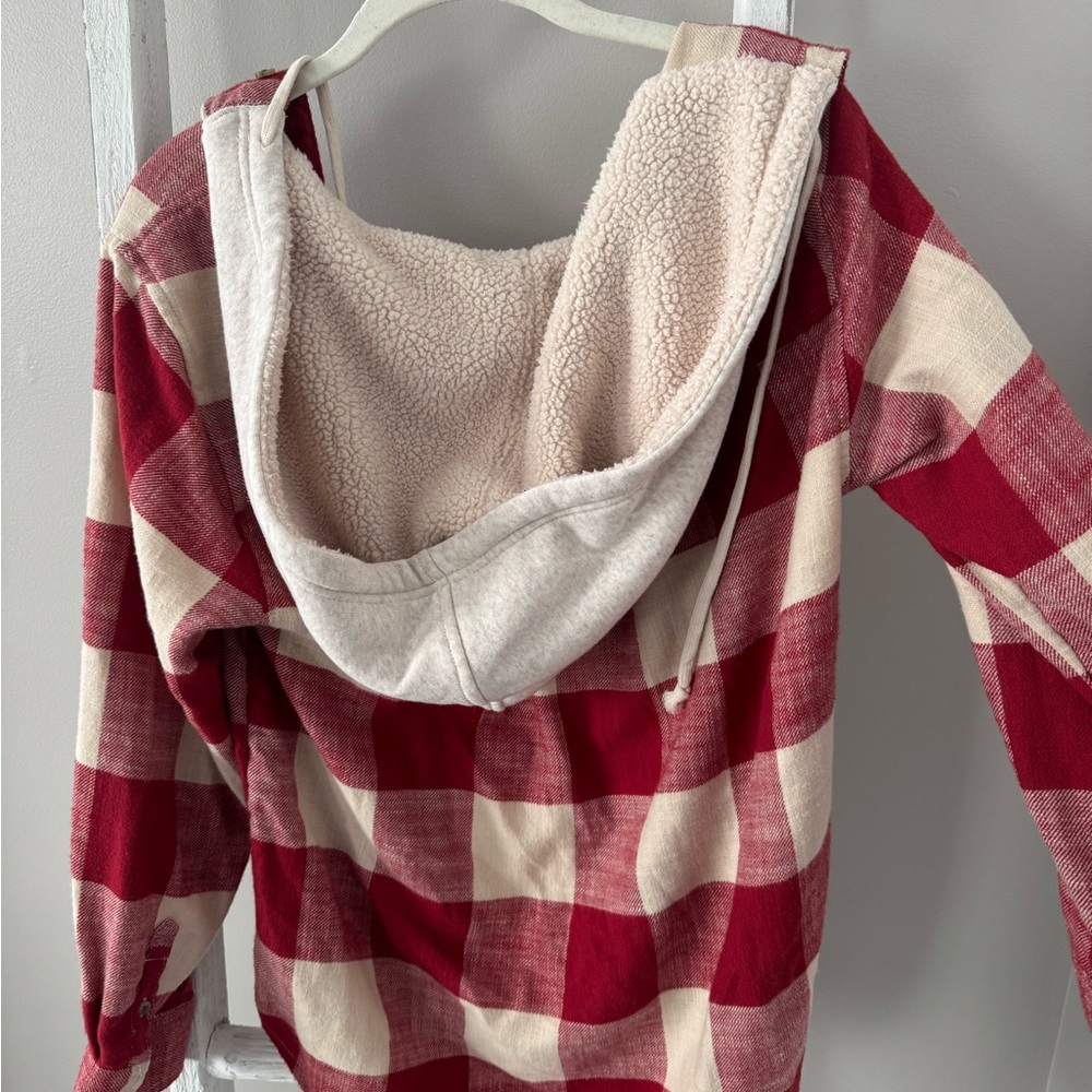 Cozy Red Plaid Sherpa-Lined Hoodie